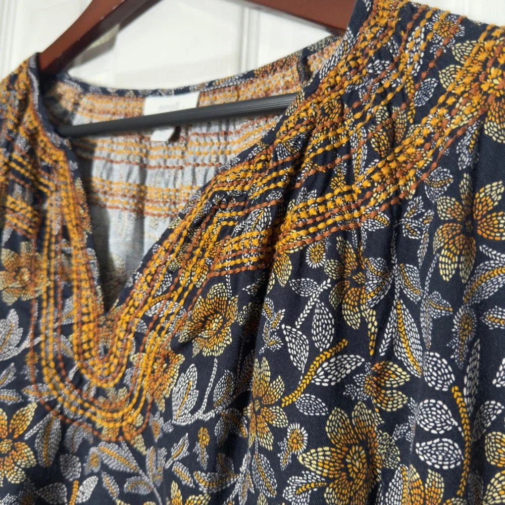 J. Jill‎ Floral Tunic Top Womens Large ECOVERO Viscose Cotton Boho Blouse